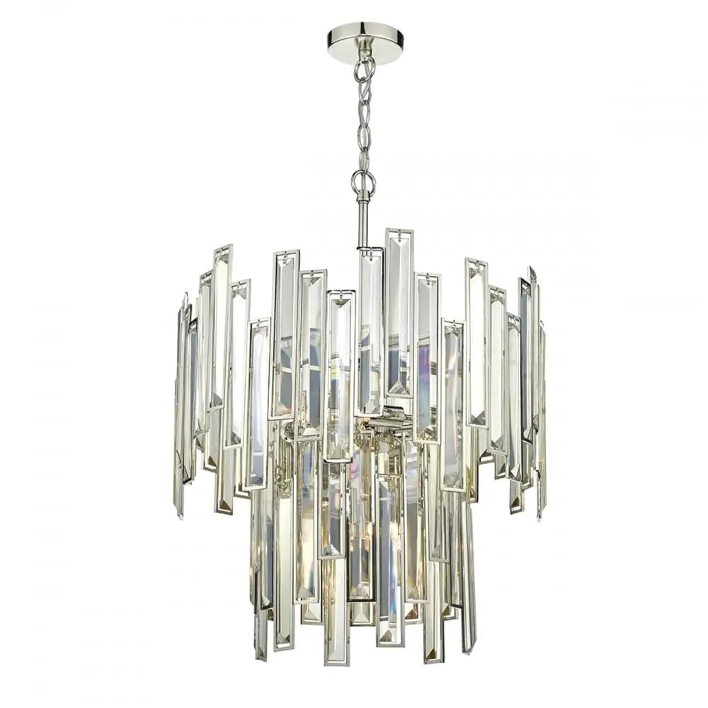 dar lighting Där Lighting Group, Dar ODI0620 Odile 6 Light 2 Tier Pendant Champagne Gold Crystal - dar lighting Där Lighting Group, Dar ODI0620 Odile 6 Light 2 Tier Pendant Champagne Gold Crystal