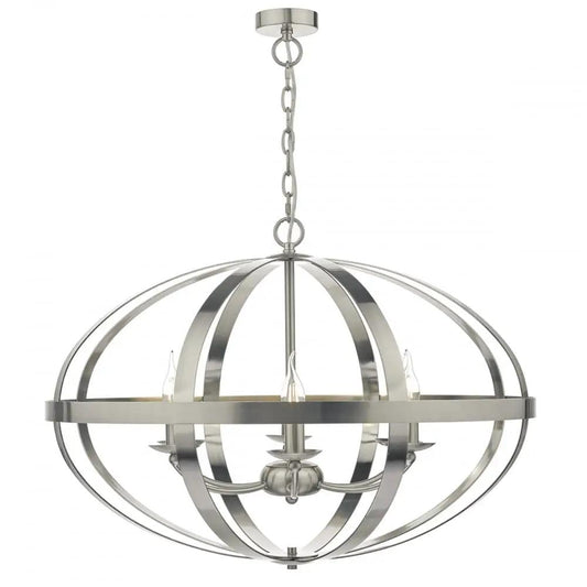 dar lighting Där Lighting Group, Dar SYM0646 Symbol 6 Light Pendant Satin Chrome - dar lighting Där Lighting Group, Dar SYM0646 Symbol 6 Light Pendant Satin Chrome