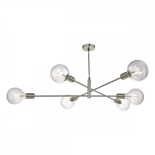 dar lighting Där Lighting Group Dar ALA0646 Alana 6 Light Pendant Satin Chrome - dar lighting Där Lighting Group Dar ALA0646 Alana 6 Light Pendant Satin Chrome