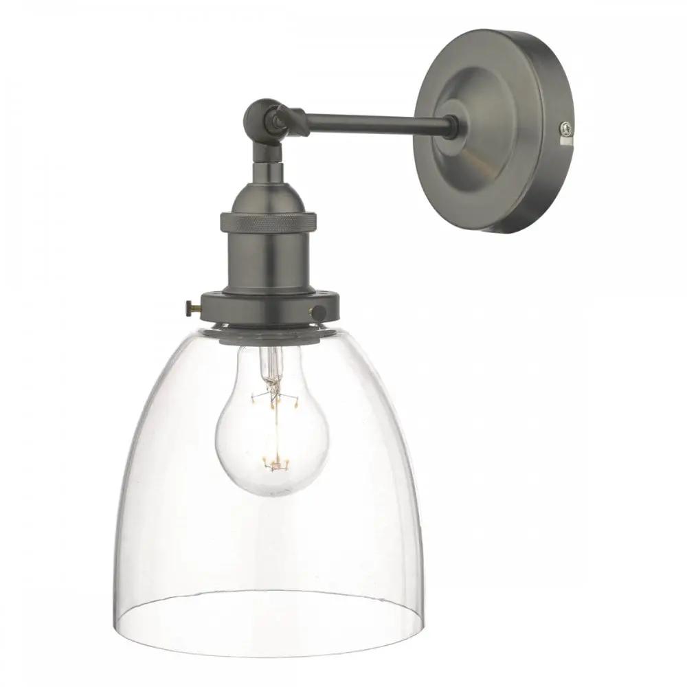 dar lighting Där Lighting Group Dar ARV0761 Arvin Wall Light Antique Chrome Glass - dar lighting Där Lighting Group Dar ARV0761 Arvin Wall Light Antique Chrome Glass