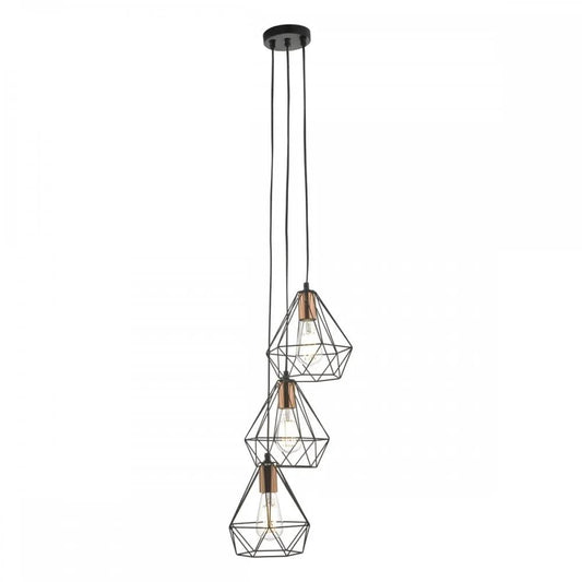 dar lighting Där Lighting Group, Dar DEY0322 Deyon 3 Light Cluster Pendant Black Copper - dar lighting Där Lighting Group, Dar DEY0322 Deyon 3 Light Cluster Pendant Black Copper