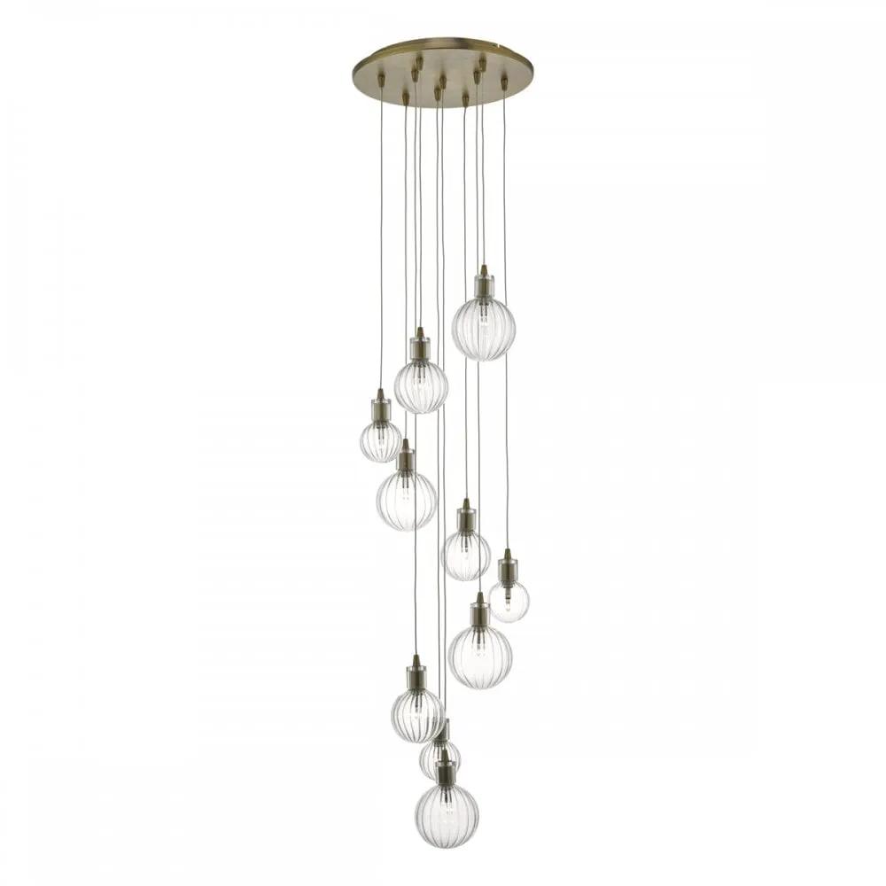 dar lighting Där Lighting Group Dar DIT2342 Dita 10 Light Cluster Pendant Brass Glass - dar lighting Där Lighting Group Dar DIT2342 Dita 10 Light Cluster Pendant Brass Glass