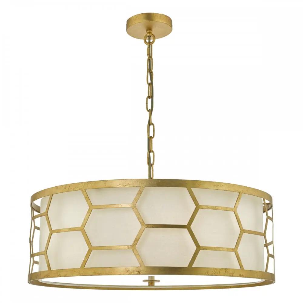 dar lighting Där Lighting Group, Dar EPS0412 Epstein 4 Light Pendant Gold With Ivory Shade Frosted Glass Diffuser - dar lighting Där Lighting Group, Dar EPS0412 Epstein 4 Light Pendant Gold With Ivory Shade Frosted Glass Diffuser