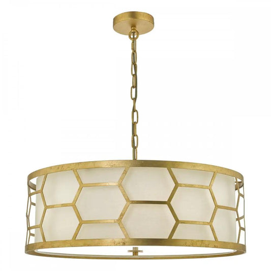 dar lighting Där Lighting Group, Dar EPS0412 Epstein 4 Light Pendant Gold With Ivory Shade Frosted Glass Diffuser - dar lighting Där Lighting Group, Dar EPS0412 Epstein 4 Light Pendant Gold With Ivory Shade Frosted Glass Diffuser