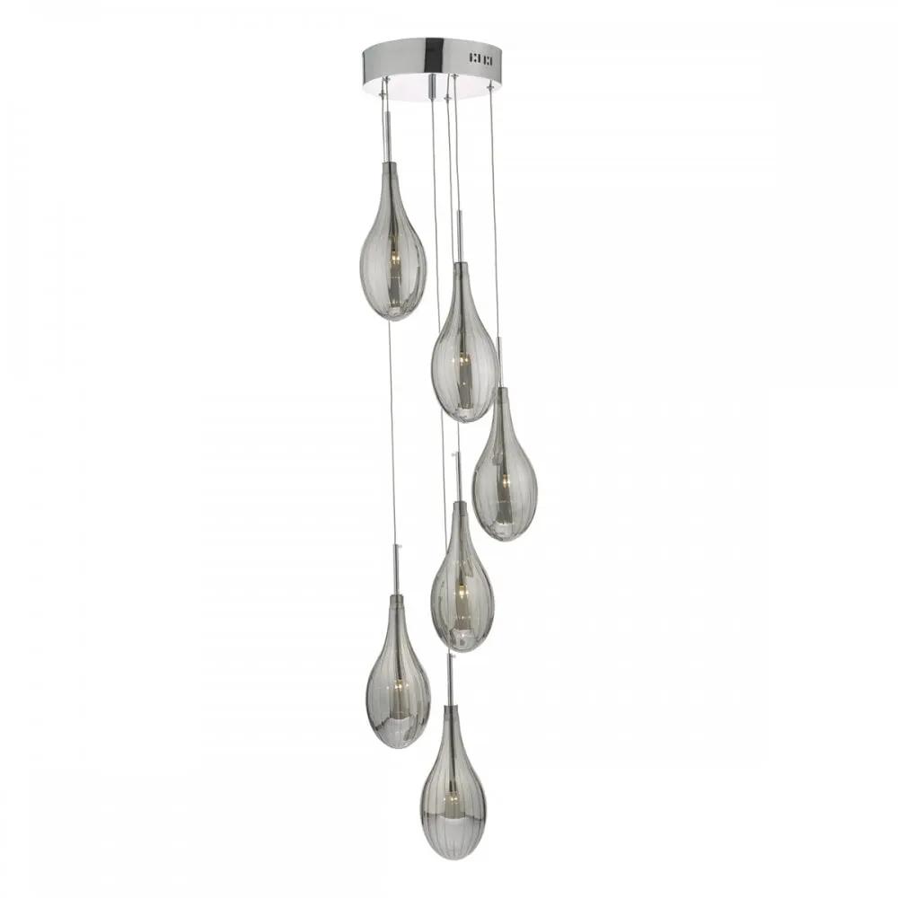 dar lighting Där Lighting Group, Dar SET6410 Seta 6 Light Cluster Pendant Smoked Polished Chrome - dar lighting Där Lighting Group, Dar SET6410 Seta 6 Light Cluster Pendant Smoked Polished Chrome