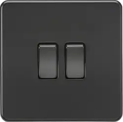 ml matt black 10AX 2G 2-way Switch - Matt Black with black rockers - ml matt black 10AX 2G 2-way Switch - Matt Black with black rockers