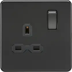 ml matt black 13A 1G DP Switched Socket - Matt Black with Black Insert - ml matt black 13A 1G DP Switched Socket - Matt Black with Black Insert