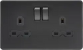 ml matt black 13A 2G DP Switched Socket with Twin Earths - Matt Black with Black insert - ml matt black 13A 2G DP Switched Socket with Twin Earths - Matt Black with Black insert