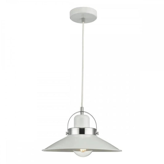 dar lighting Där Lighting Group, Dar LID012 Liden 1 Light Pendant White Polished Chrome - dar lighting Där Lighting Group, Dar LID012 Liden 1 Light Pendant White Polished Chrome