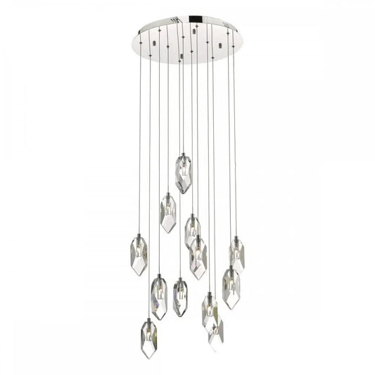 dar lighting Där Lighting Group, Dar CRY1250 Crystal 12 Light Cluster Pendant Polished Chrome Crystal - dar lighting Där Lighting Group, Dar CRY1250 Crystal 12 Light Cluster Pendant Polished Chrome Crystal