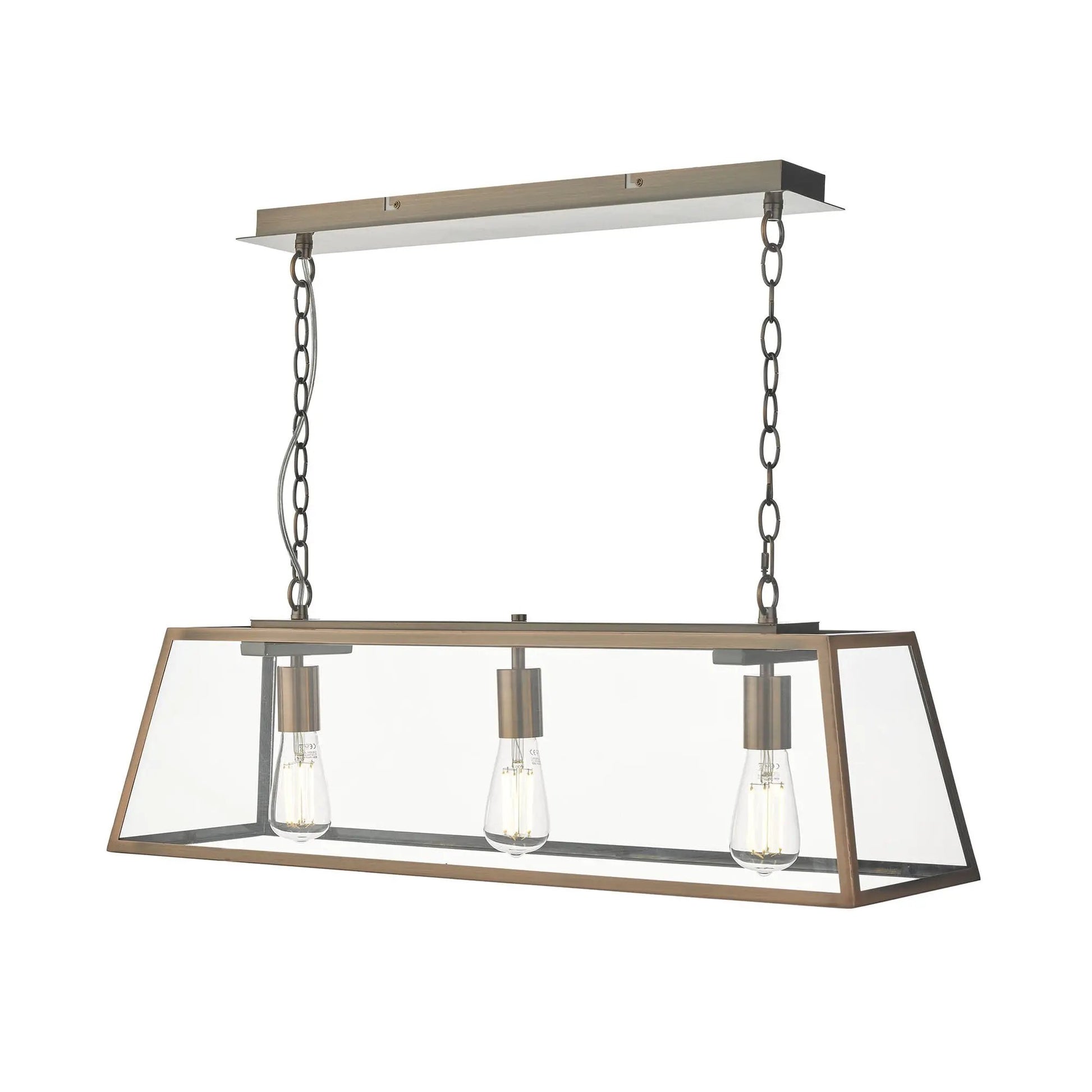 dar lighting Där Lighting Group, Dar ACA0364 Academy 3 Light Bar Pendant Antique Copper - dar lighting Där Lighting Group, Dar ACA0364 Academy 3 Light Bar Pendant Antique Copper