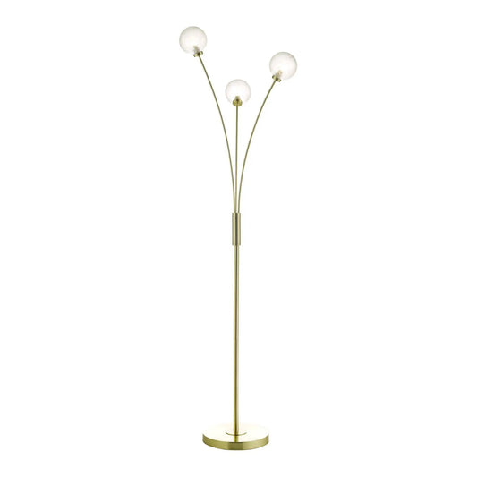 dar lighting Där Lighting Group Dar AVA4941 Avari 3 Light Floor Lamp Satin Brass And Clear Frosted Glass - dar lighting Där Lighting Group Dar AVA4941 Avari 3 Light Floor Lamp Satin Brass And Clear Frosted Glass