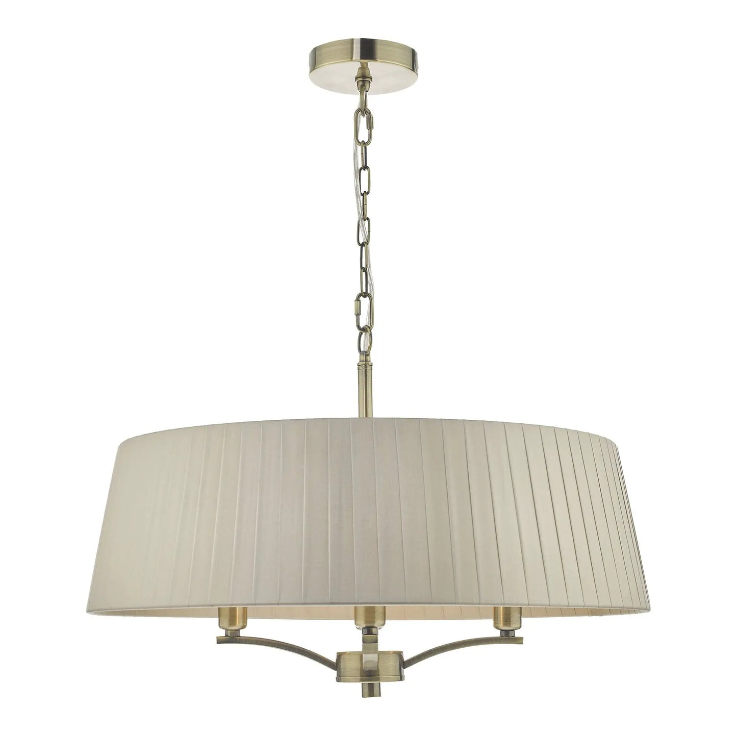 dar lighting Där Lighting Group Dar CRI0429 Cristin 4 Light Pendant Antique Brass With Taupe Ribbon Shade - dar lighting Där Lighting Group Dar CRI0429 Cristin 4 Light Pendant Antique Brass With Taupe Ribbon Shade
