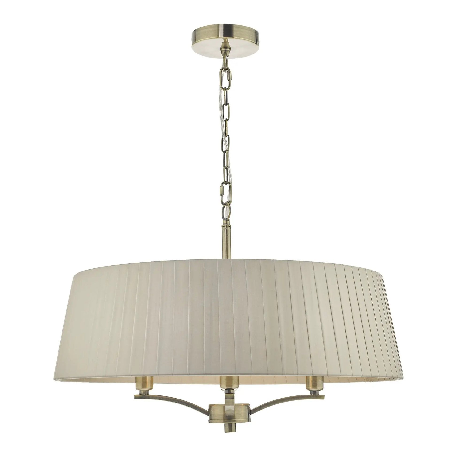 dar lighting Där Lighting Group Dar CRI0429 Cristin 4 Light Pendant Antique Brass With Taupe Ribbon Shade - dar lighting Där Lighting Group Dar CRI0429 Cristin 4 Light Pendant Antique Brass With Taupe Ribbon Shade