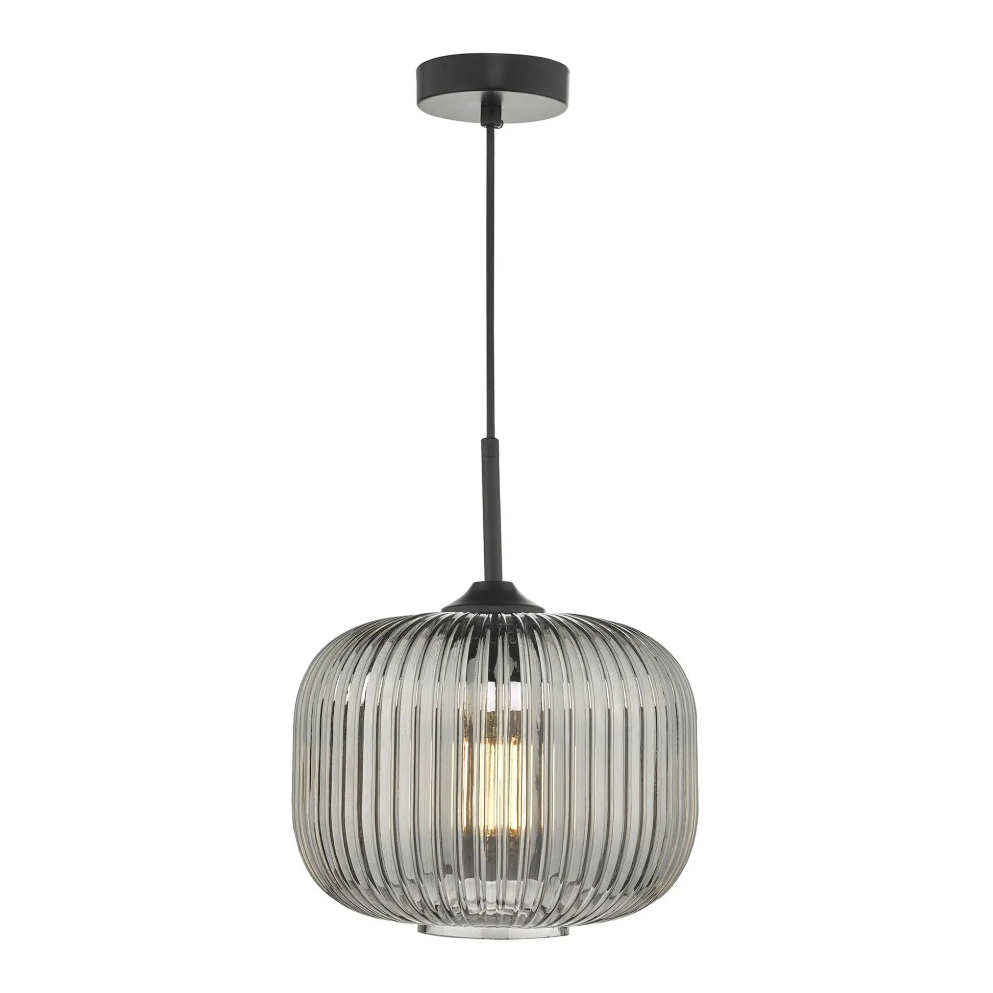 dar lighting Där Lighting Group Dar DEM0110 Demarius 1 Light Pendant Black and Smoked Glass - dar lighting Där Lighting Group Dar DEM0110 Demarius 1 Light Pendant Black and Smoked Glass