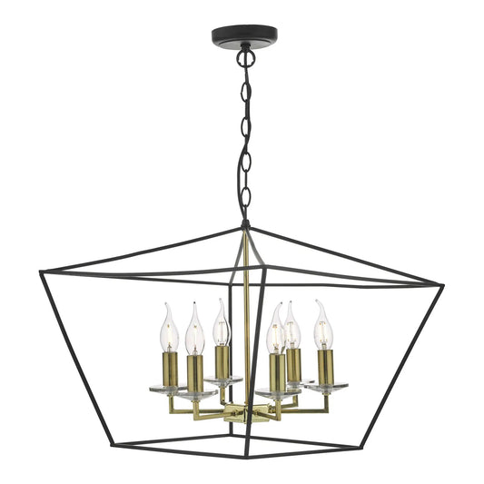 dar lighting Där Lighting Group, Dar GRE0654 Gretchen 6 Light Pendant Matt Black And Polished Brass - dar lighting Där Lighting Group, Dar GRE0654 Gretchen 6 Light Pendant Matt Black And Polished Brass