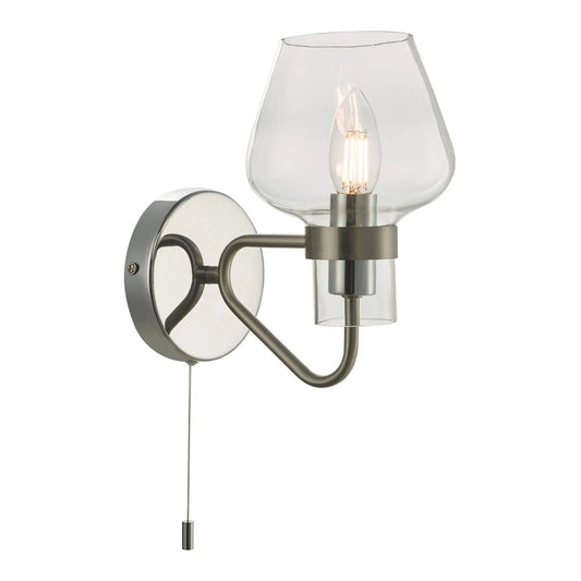 dar lighting Där Lighting Group, Dar KET0746 Keta 1 Light Wall Light Satin Chrome And Polished Chrome - dar lighting Där Lighting Group, Dar KET0746 Keta 1 Light Wall Light Satin Chrome And Polished Chrome