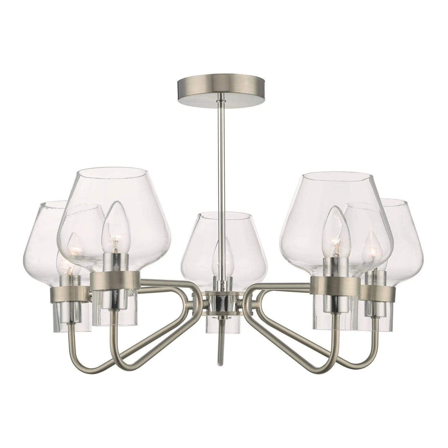 dar lighting Där Lighting Group, Dar KET5446 Keta 5 Light Semi Flush Satin Chrome And Polished Chrome - dar lighting Där Lighting Group, Dar KET5446 Keta 5 Light Semi Flush Satin Chrome And Polished Chrome