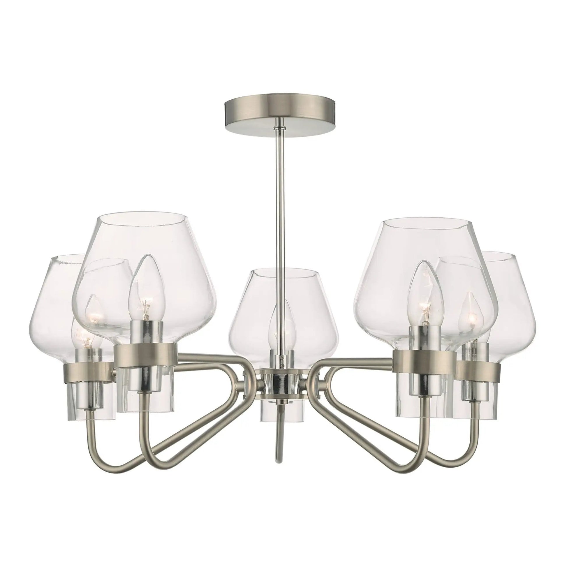 dar lighting Där Lighting Group, Dar KET5446 Keta 5 Light Semi Flush Satin Chrome And Polished Chrome - dar lighting Där Lighting Group, Dar KET5446 Keta 5 Light Semi Flush Satin Chrome And Polished Chrome
