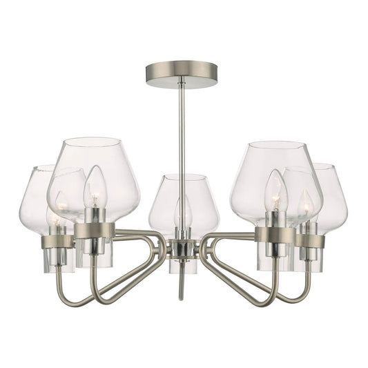 dar lighting Där Lighting Group, Dar KET5446 Keta 5 Light Semi Flush Satin Chrome And Polished Chrome - dar lighting Där Lighting Group, Dar KET5446 Keta 5 Light Semi Flush Satin Chrome And Polished Chrome