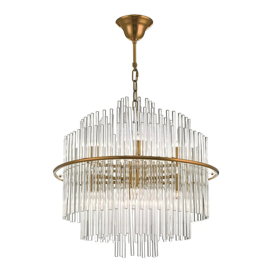 dar lighting Där Lighting Group, Dar LUK1735 Lukas 13 Light Pendant Brushed Antique Gold And Glear Glass - dar lighting Där Lighting Group, Dar LUK1735 Lukas 13 Light Pendant Brushed Antique Gold And Glear Glass