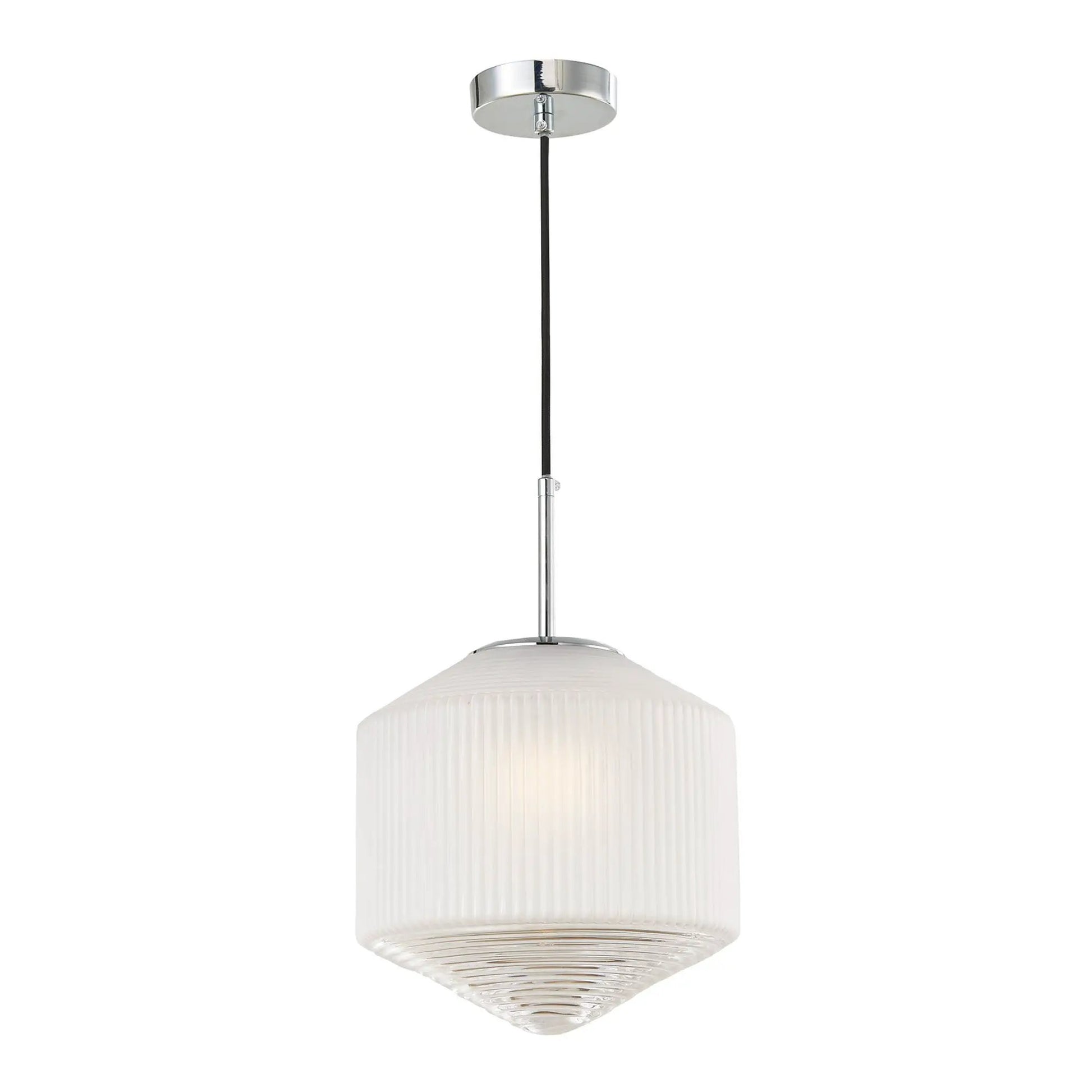 dar lighting Där Lighting Group, Dar NIS0108 Nisha 1 Light Pendant Polished Chrome And Frosted/Clear Glass - dar lighting Där Lighting Group, Dar NIS0108 Nisha 1 Light Pendant Polished Chrome And Frosted/Clear Glass