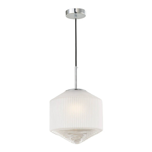 dar lighting Där Lighting Group, Dar NIS0108 Nisha 1 Light Pendant Polished Chrome And Frosted/Clear Glass - dar lighting Där Lighting Group, Dar NIS0108 Nisha 1 Light Pendant Polished Chrome And Frosted/Clear Glass