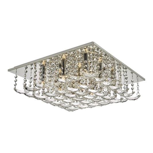 dar lighting Där Lighting Group, Dar ORE1350 Orella 9 Light Flush Polished Chrome And Crystal - dar lighting Där Lighting Group, Dar ORE1350 Orella 9 Light Flush Polished Chrome And Crystal