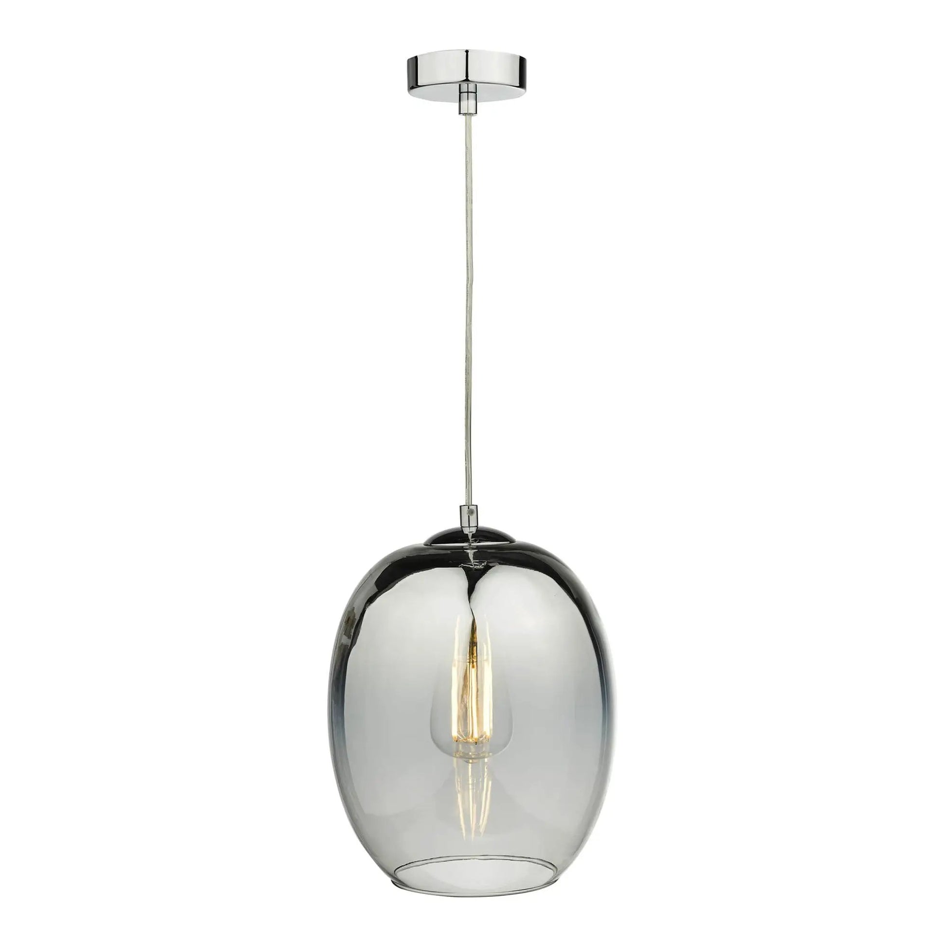 dar lighting Där Lighting Group, Dar PAT0132 Patrice 1 Light Pendant Silver Glass - dar lighting Där Lighting Group, Dar PAT0132 Patrice 1 Light Pendant Silver Glass
