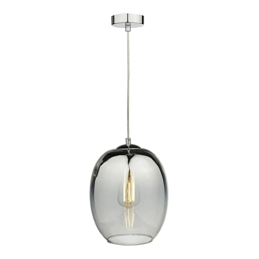 dar lighting Där Lighting Group, Dar PAT0132 Patrice 1 Light Pendant Silver Glass - dar lighting Där Lighting Group, Dar PAT0132 Patrice 1 Light Pendant Silver Glass