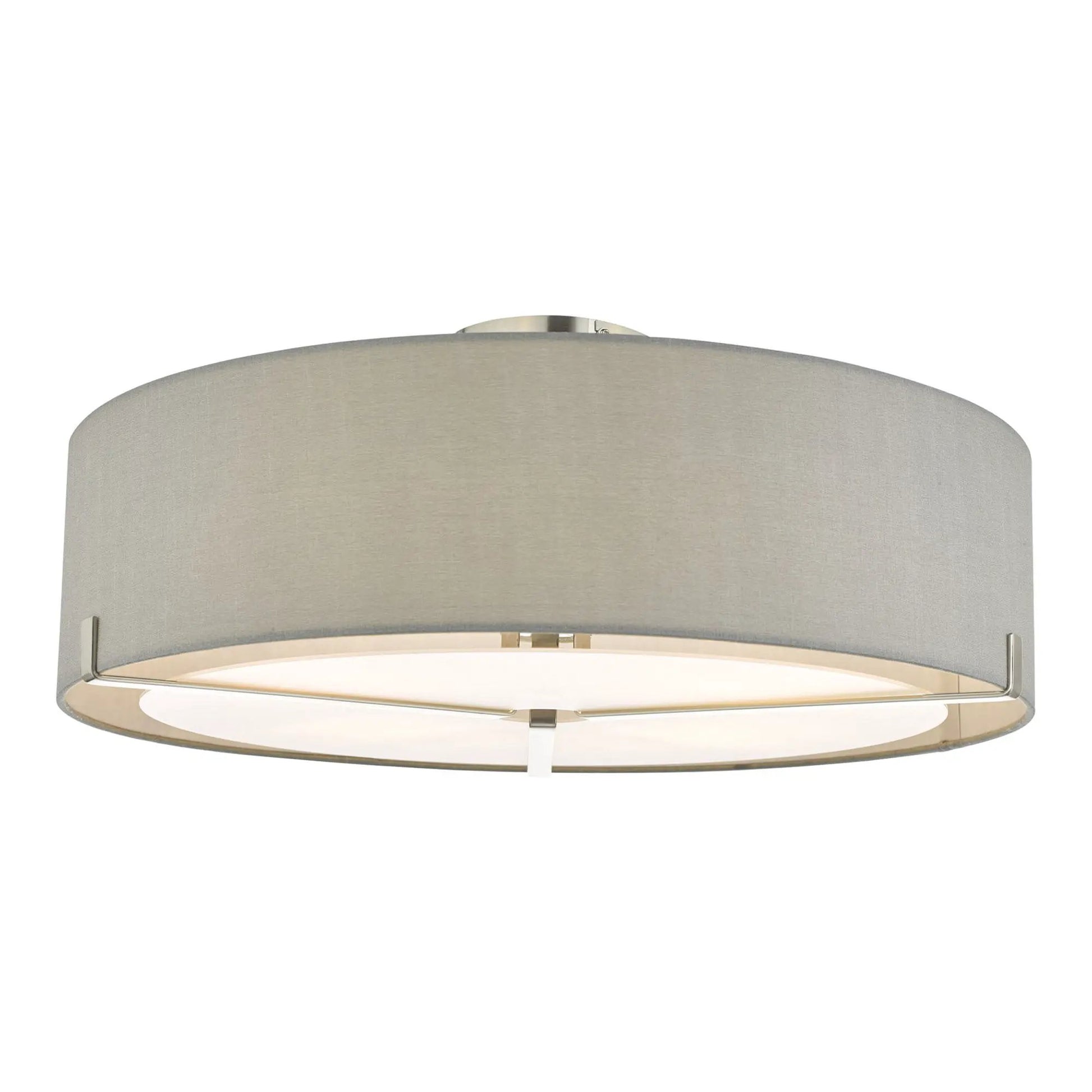dar lighting Där Lighting Group Dar SAN5339 Santino 3 Light Semi Flush Satin Chrome With Grey Shade - dar lighting Där Lighting Group Dar SAN5339 Santino 3 Light Semi Flush Satin Chrome With Grey Shade
