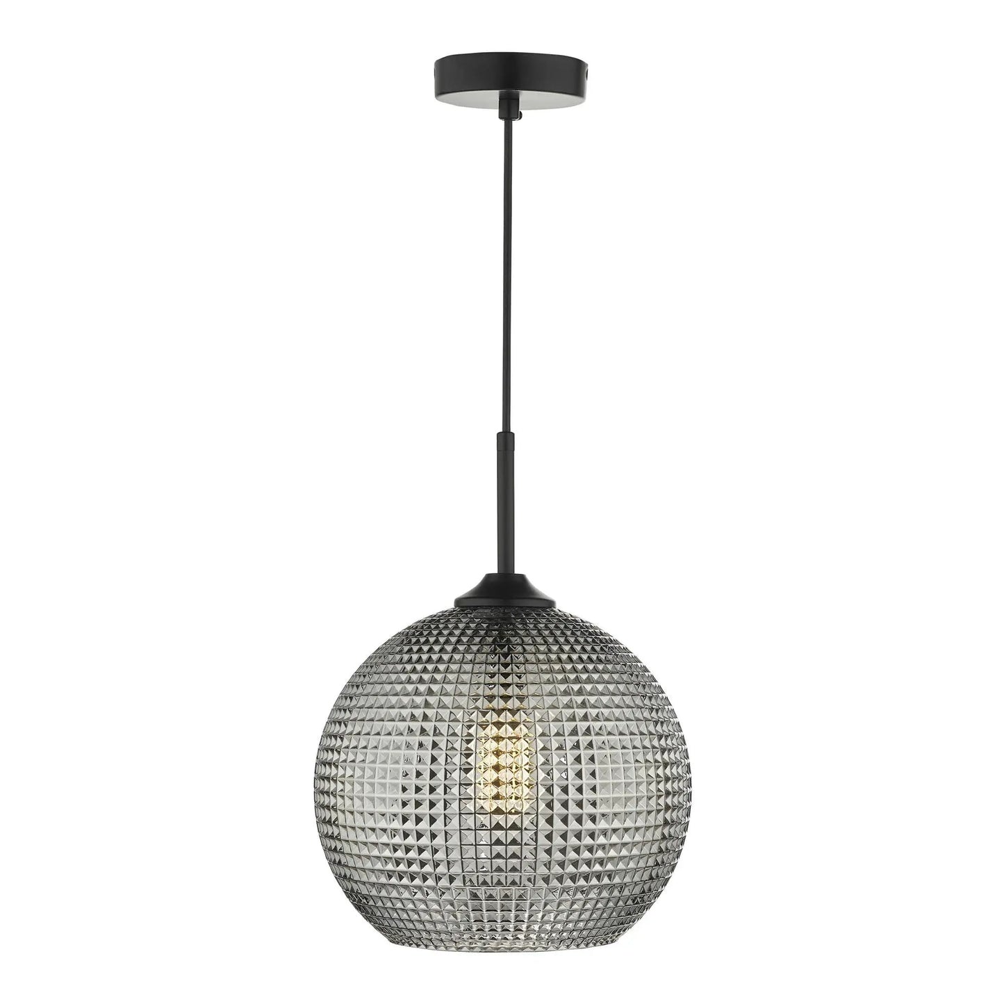 dar lighting Där Lighting Group, Dar SOR0110 Soren 1 Light Pendant Black And Smoked Textured Glass - dar lighting Där Lighting Group, Dar SOR0110 Soren 1 Light Pendant Black And Smoked Textured Glass