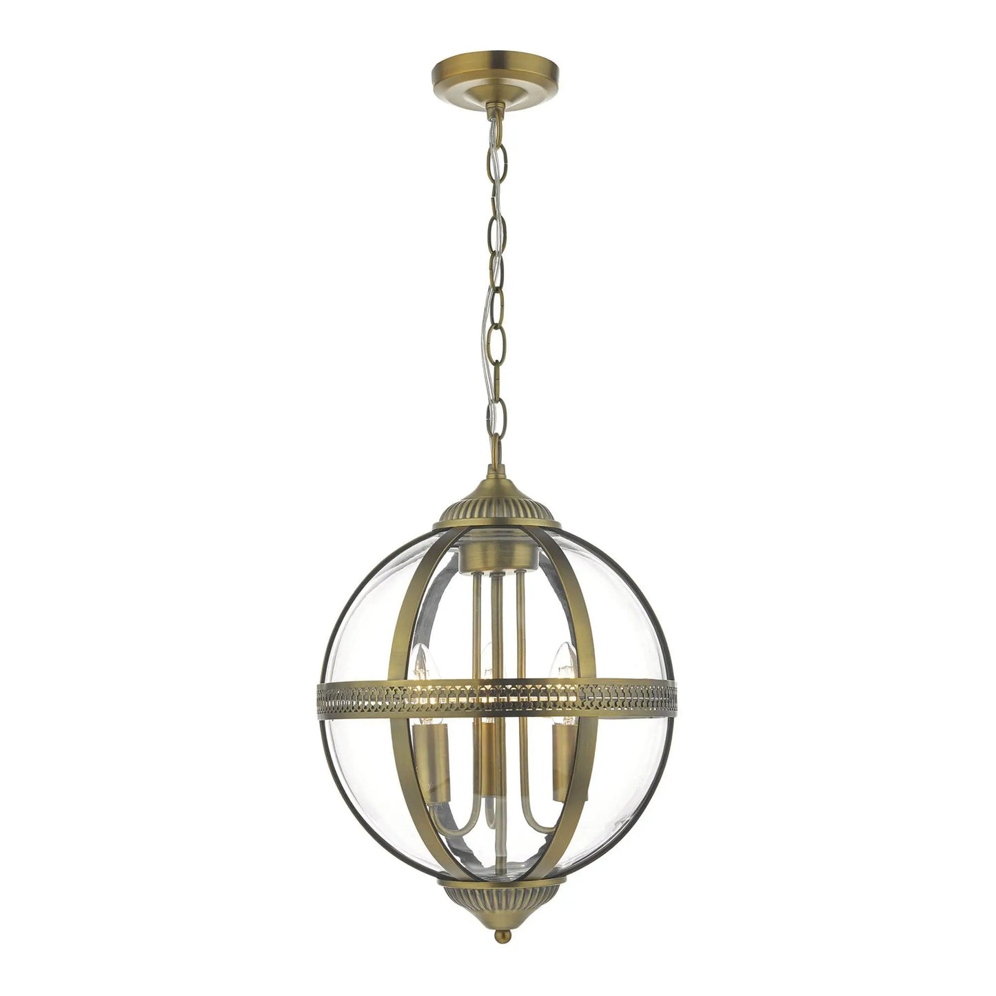 dar lighting Där Lighting Group, Dar VAN0375 Vanessa 3 Light Pendant Antique Brass And Clear - dar lighting Där Lighting Group, Dar VAN0375 Vanessa 3 Light Pendant Antique Brass And Clear