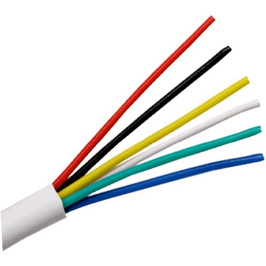 6 core white PVC alarm cable with multicolour wires for electrical installations