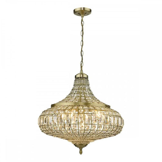 dar lighting Där Lighting Group, Dar ASM0675 Asmara 6 Light Pendant Antique Brass Crystal - dar lighting Där Lighting Group, Dar ASM0675 Asmara 6 Light Pendant Antique Brass Crystal