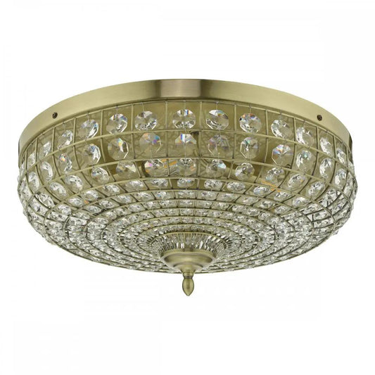 dar lighting Där Lighting Group, Dar ASM5475 Asmara 5 Light Flush Antique Brass Crystal - dar lighting Där Lighting Group, Dar ASM5475 Asmara 5 Light Flush Antique Brass Crystal