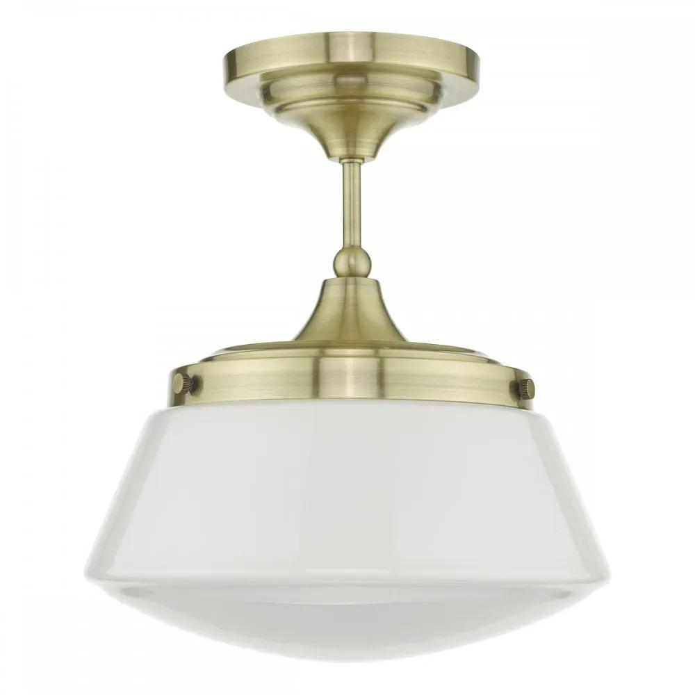 dar lighting Där Lighting Group, Dar CAD0175 Caden Bathroom Semi Flush Antique Brass Opal Glass - dar lighting Där Lighting Group, Dar CAD0175 Caden Bathroom Semi Flush Antique Brass Opal Glass