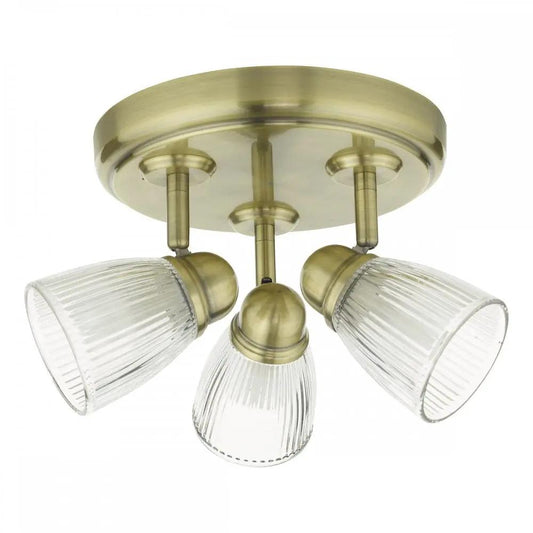 dar lighting Där Lighting Group Dar CED7675 Cedric Bathroom 3 Light Spotlight Antique Brass Glass - dar lighting Där Lighting Group Dar CED7675 Cedric Bathroom 3 Light Spotlight Antique Brass Glass
