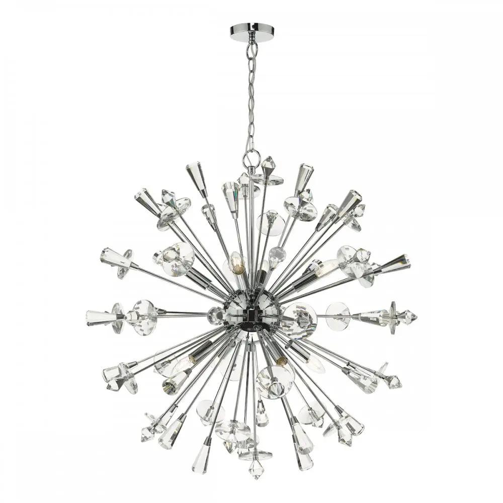 dar lighting Där Lighting Group, Dar EXO0850 Exodus 8 Light Pendant Polished Chrome Crystal - dar lighting Där Lighting Group, Dar EXO0850 Exodus 8 Light Pendant Polished Chrome Crystal