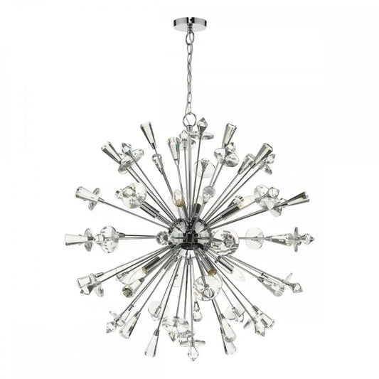 dar lighting Där Lighting Group, Dar EXO0850 Exodus 8 Light Pendant Polished Chrome Crystal - dar lighting Där Lighting Group, Dar EXO0850 Exodus 8 Light Pendant Polished Chrome Crystal