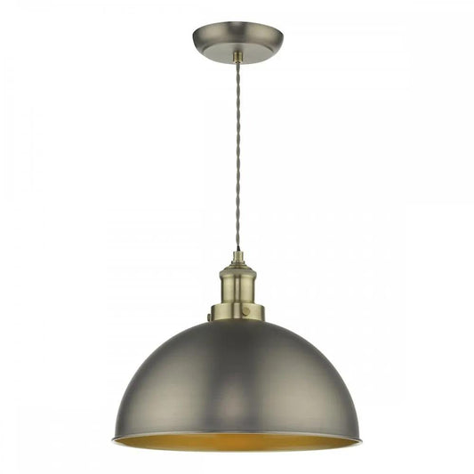 dar lighting Där Lighting Group, Dar GOV0161 Governor Pendant Antique Chrome Antique Brass - dar lighting Där Lighting Group, Dar GOV0161 Governor Pendant Antique Chrome Antique Brass