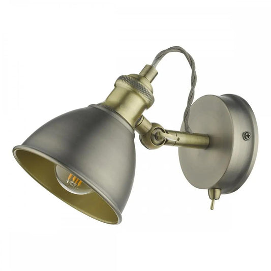 dar lighting Där Lighting Group, Dar GOV0761 Governor Single Spotlight Antique Chrome Antique Brass - dar lighting Där Lighting Group, Dar GOV0761 Governor Single Spotlight Antique Chrome Antique Brass