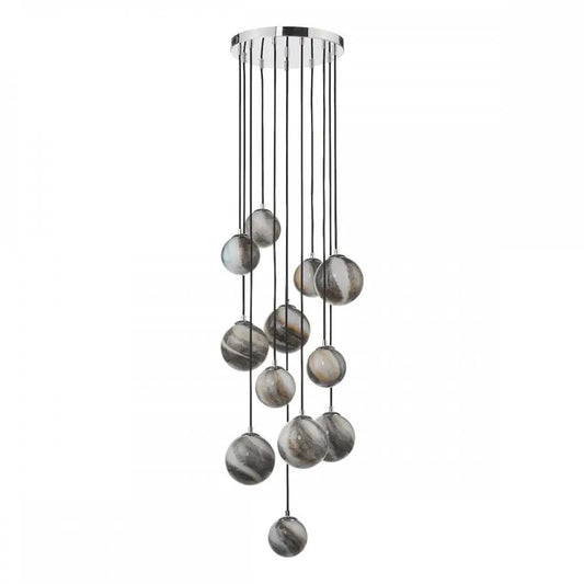 dar lighting Där Lighting Group, Dar MIK1250 Mikara 12 Light Cluster Pendant Polished Chrome Glass 2.5M - dar lighting Där Lighting Group, Dar MIK1250 Mikara 12 Light Cluster Pendant Polished Chrome Glass 2.5M