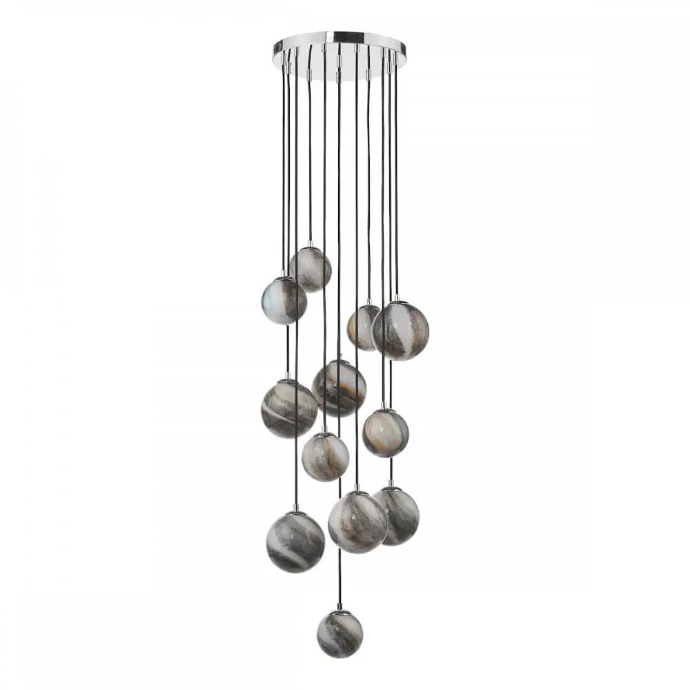 dar lighting Dar Lighting Group, Dar MIK1250 Mikara 12 Light Cluster Pendant Polished Chrome Glass 2.5M (S) - dar lighting Dar Lighting Group, Dar MIK1250 Mikara 12 Light Cluster Pendant Polished Chrome Glass 2.5M (S)
