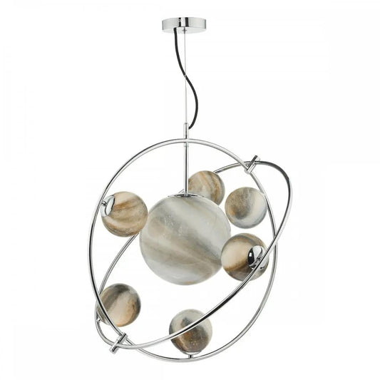 dar lighting Där Lighting Group, Dar MIK3450 Mikara 7 Light Pendant Polished Chrome Glass - dar lighting Där Lighting Group, Dar MIK3450 Mikara 7 Light Pendant Polished Chrome Glass