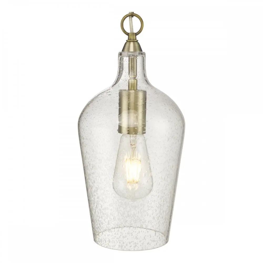 dar lighting Där Lighting Group, Dar NID0175 Nida Pendant Antique Brass Glass - dar lighting Där Lighting Group, Dar NID0175 Nida Pendant Antique Brass Glass