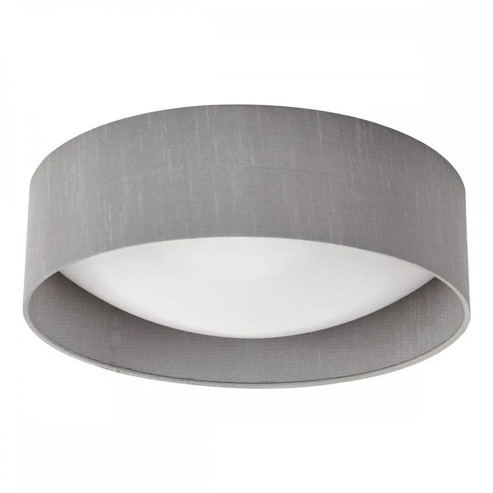 dar lighting Där Lighting Group Dar NYS5039 Nysa 2 Light Flush Grey Faux Silk 40cm - dar lighting Där Lighting Group Dar NYS5039 Nysa 2 Light Flush Grey Faux Silk 40cm