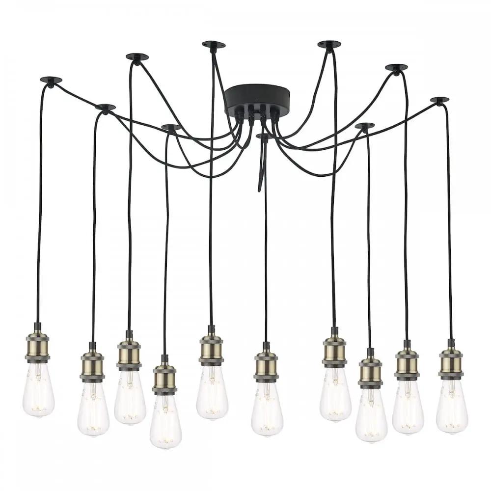 dar lighting Där Lighting Group, Dar WAC2375 Waco 10 Light Pendant Antique Brass Matt Black - dar lighting Där Lighting Group, Dar WAC2375 Waco 10 Light Pendant Antique Brass Matt Black