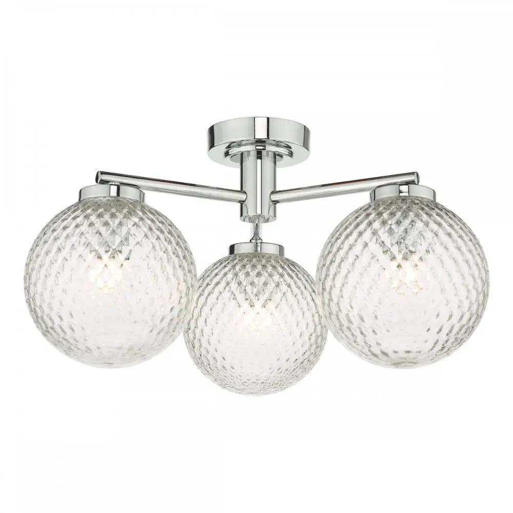 dar lighting Där Lighting Group, Dar WAY5350 Wayne Bathroom 3 Light Semi Flush Polished Chrome Glass - dar lighting Där Lighting Group, Dar WAY5350 Wayne Bathroom 3 Light Semi Flush Polished Chrome Glass