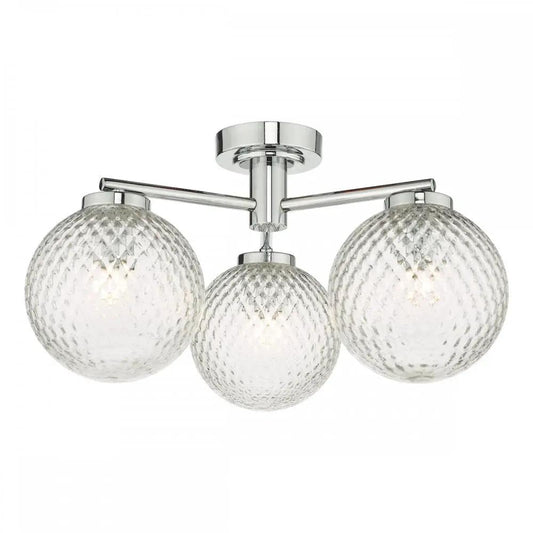 dar lighting Där Lighting Group, Dar WAY5350 Wayne Bathroom 3 Light Semi Flush Polished Chrome Glass - dar lighting Där Lighting Group, Dar WAY5350 Wayne Bathroom 3 Light Semi Flush Polished Chrome Glass